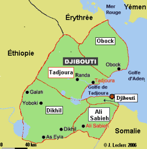 Djibouti seen on a country scale map